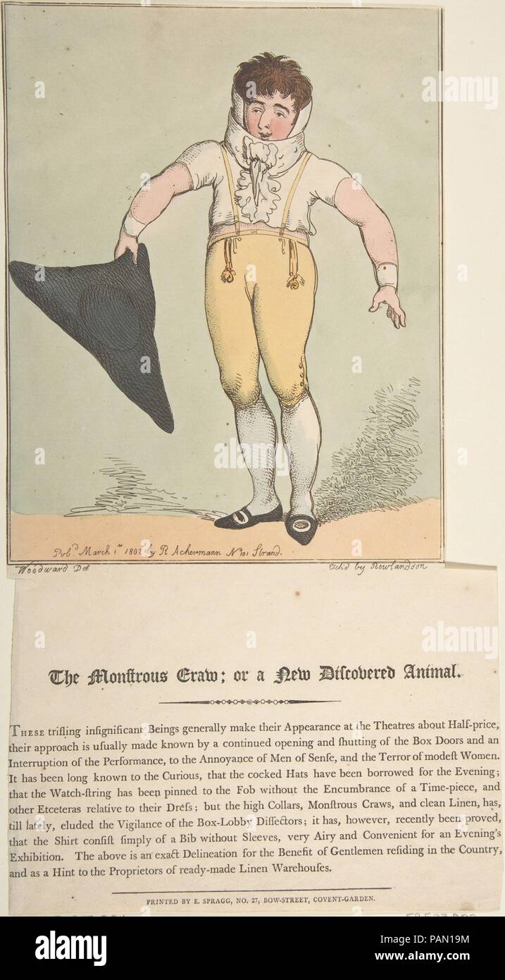 La gorge monstrueuse ; ou un New-Discovered Animal. Artiste : Thomas ROWLANDSON (britannique, Londres 1757-1827 Londres) ; d'après George Moutard Woodward (British, ca. 1760-1809 Londres). Fiche Technique Dimensions : (irrégulier) : 14 7/8 x 8 1/16 in. (37,8 × 20,5 cm). Imprimante : La Fayette, E. (Londres). Editeur : Rudolph Ackermann, Londres (actif 1794-1829). Date : mars 1, 1802. Musée : Metropolitan Museum of Art, New York, USA. Banque D'Images