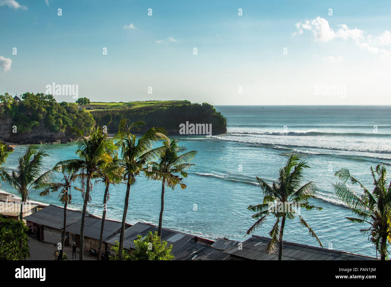 Vue aérienne sur la plage de Bali et des voies navigables, de l'OCÉAN INDIEN Banque D'Images