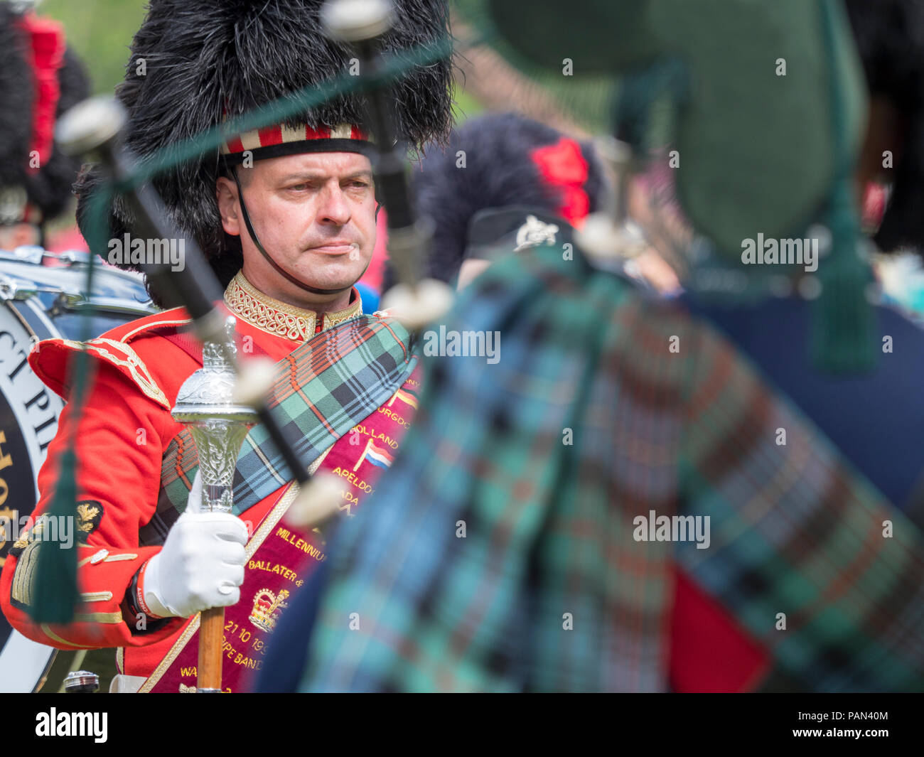 Tomintoul, ÉCOSSE - 21 juillet, 2018 : le Bandsat Tuyau Highland Games à Tomintoul, en Écosse. Banque D'Images