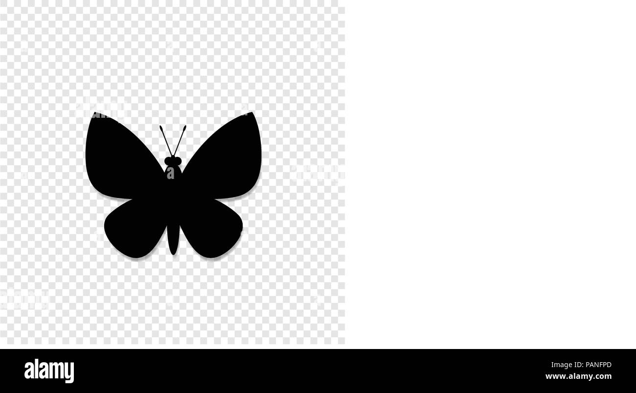 Silhouette noire de butterfly isolé sur fond transparent. Illustration vectorielle, icône, signe, symbole, logo, étiquette, modèle de conception ou d'un tatouage. Illustration de Vecteur