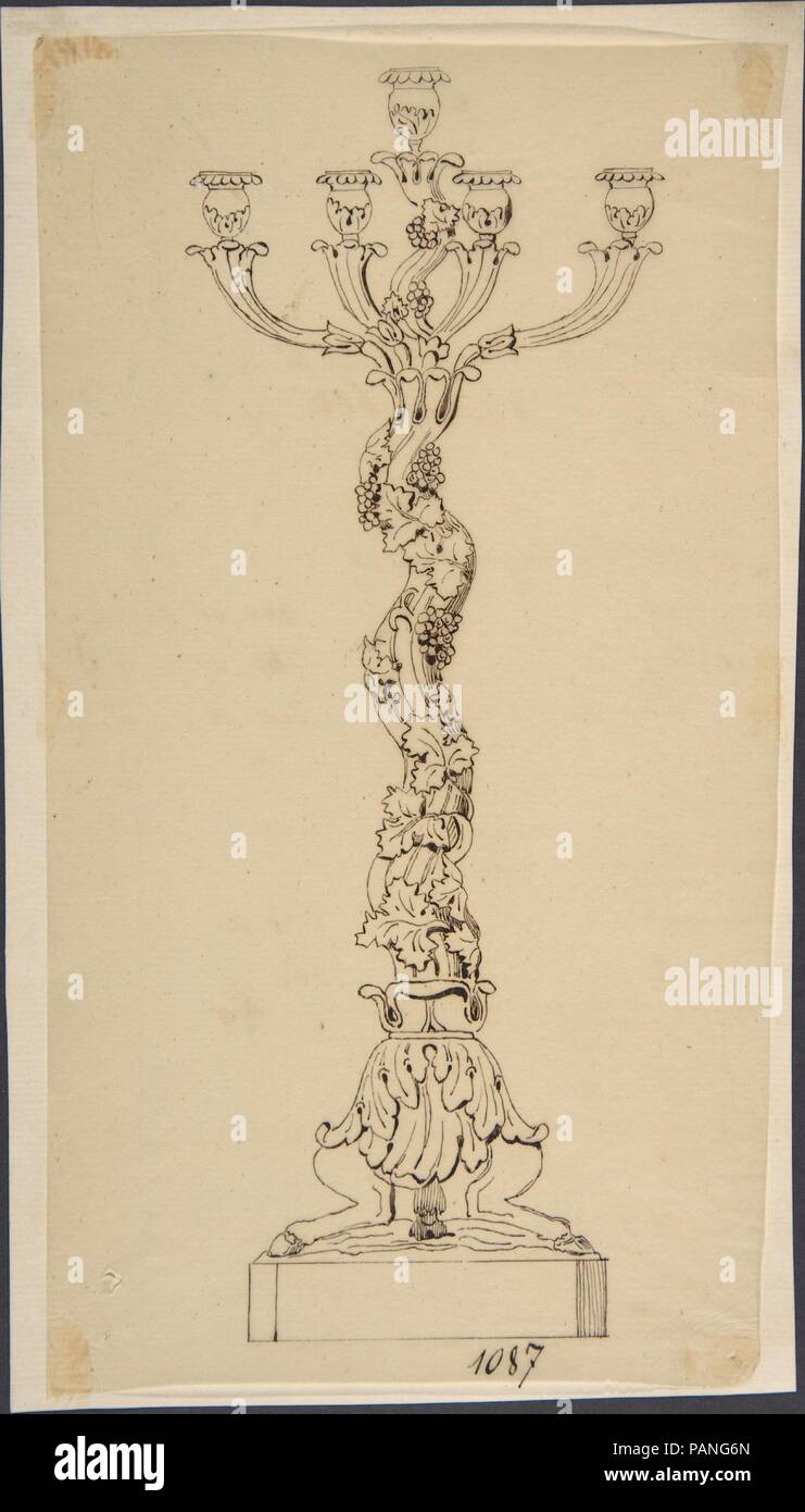 Conception pour un candélabre. Artiste : Anonymous, le français, 19e siècle. Fiche technique : Dimensions : 9 5/8 x 5 1/16 in. (24,4 x 12,8 cm). Date : du 19e siècle. Musée : Metropolitan Museum of Art, New York, USA. Banque D'Images