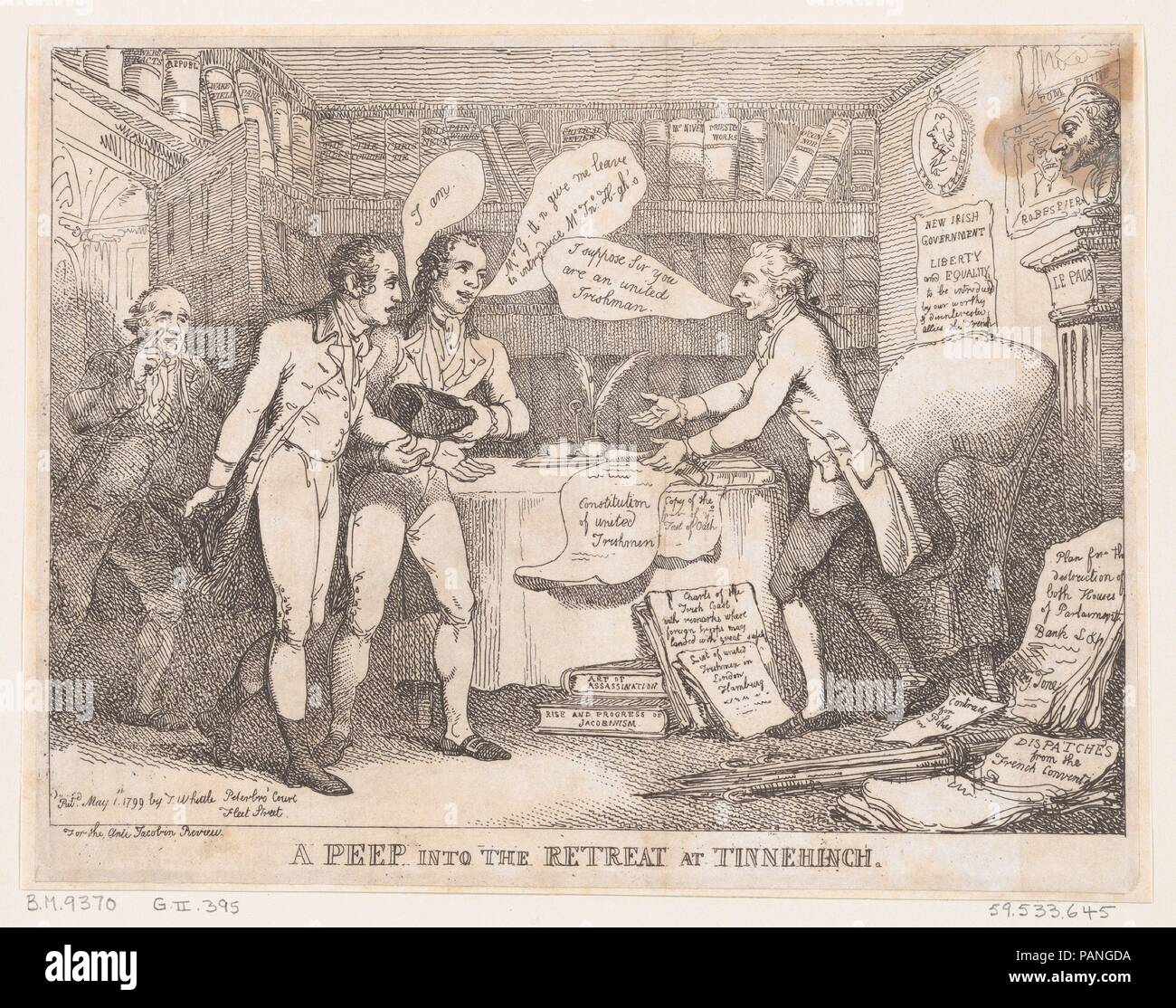 A Peep into the Retreat à Tinnechurch (Irlandais). Artiste : Thomas ROWLANDSON (britannique, Londres 1757-1827 Londres). Fiche Technique : Dimensions : 8 1/16 × 10 3/8 in. (20,5 × 26,3 cm). Editeur : James Whittle (britannique, 1757-1818). Objet : Henry Grattan (British, Dublin, Irlande 1746-1820 Londres). Date : 1 mai 1799. Musée : Metropolitan Museum of Art, New York, USA. Banque D'Images