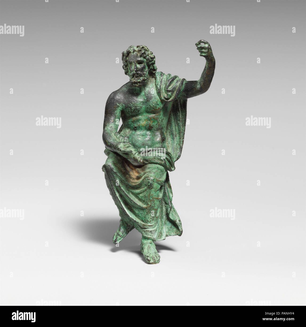 Statuette en bronze de Jupiter Capitolinus. Culture : Roman. Dimensions : H. 3 13/16 in. (9,7 cm). Date : 1er et 2e siècle de notre ère. La patine est moderne. Musée : Metropolitan Museum of Art, New York, USA. Banque D'Images