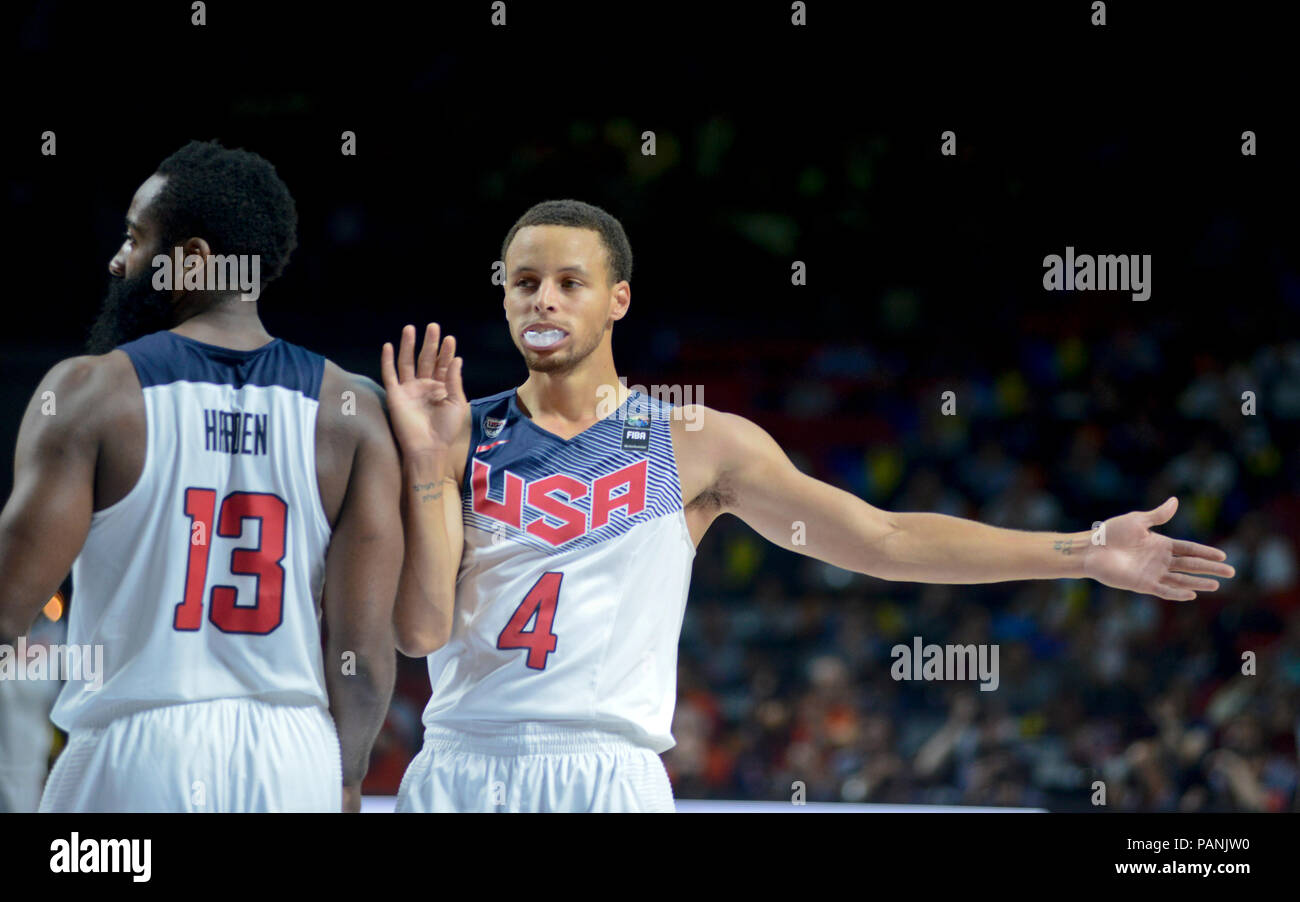 Stephen Curry et James Harden, USA Basket-ball, Coupe du Monde de la FIBA Espagne 2014 Banque D'Images