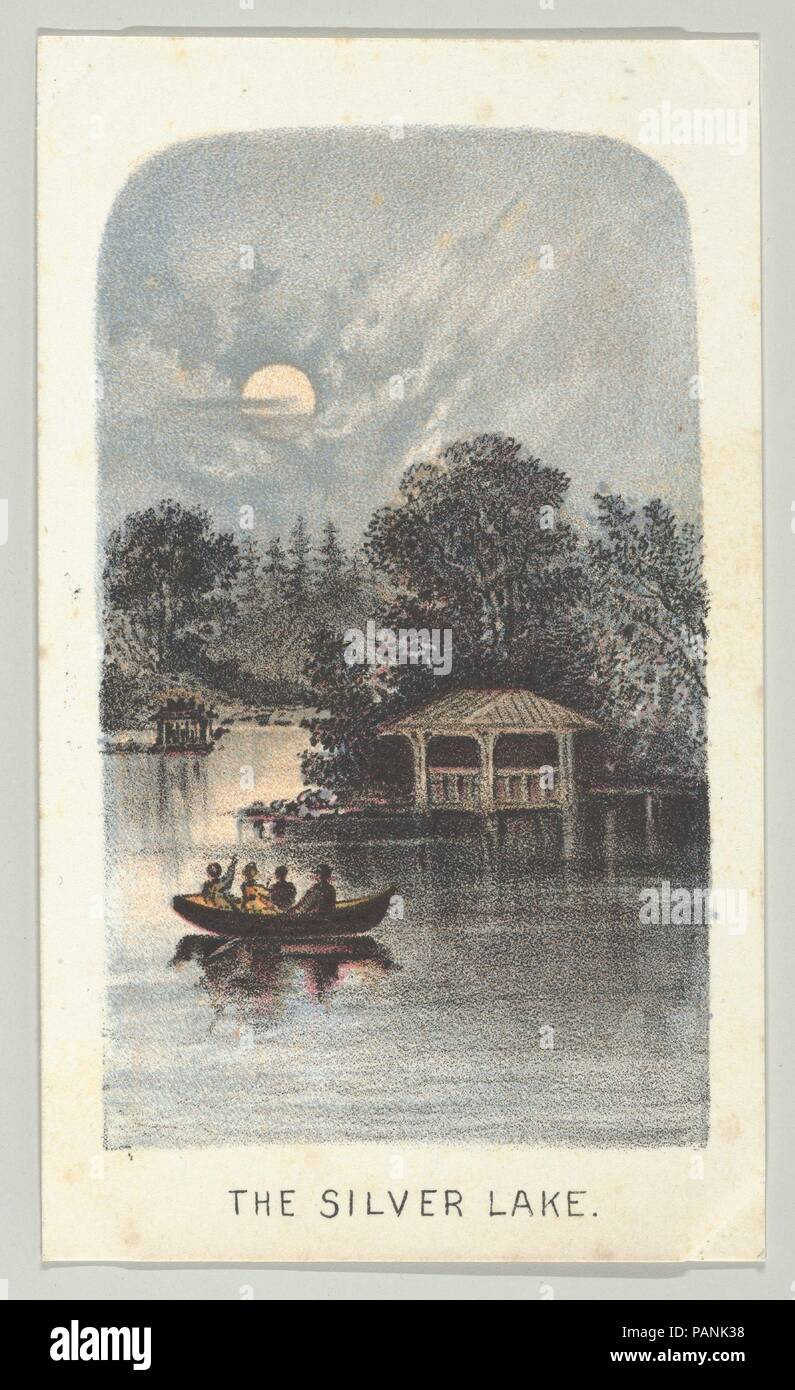 Le Lac d'argent, de la série, les vues de Central Park, à New York, partie 2. Fiche Technique : Dimensions : 4 in. × 2 3/8 in. (10,2 × 6,1 cm). Editeur : Louis Prang & Co. (Boston, Massachusetts). Date : 1864. Musée : Metropolitan Museum of Art, New York, USA. Banque D'Images