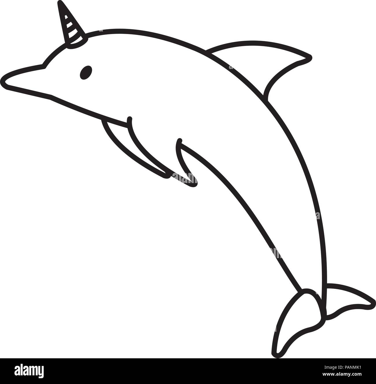 Beauté ligne dolphin marine faune animal Illustration de Vecteur