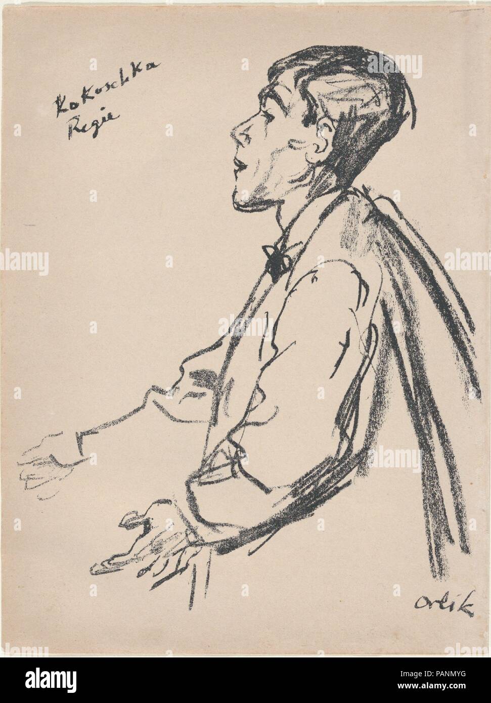 Kokoschka en répétition. Artiste : Emil Orlik (Prague, Berlin 1870-1932 austro-hongrois). Fiche technique : Dimensions : 9 1/4 x 7 in. (23,5 x 17,8 cm). Sitter : Oskar Kokoschka (autrichien, 1886-1980) Montreux Pöchlarn. Date : 1919. Musée : Metropolitan Museum of Art, New York, USA. Banque D'Images