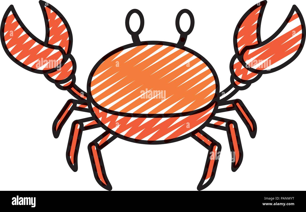 Doodle mignon des animaux tropicaux crabe de mer Illustration de Vecteur