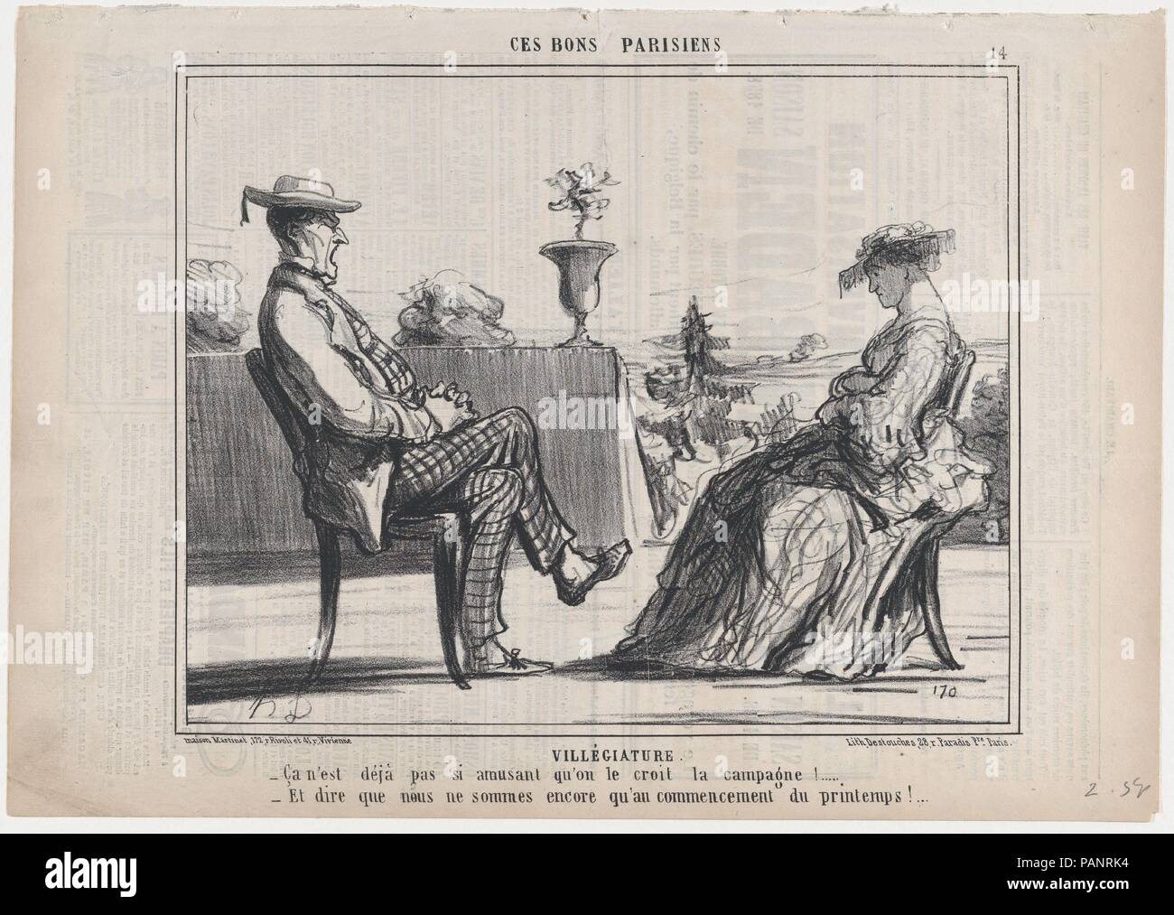 1775, à partir de ces bons Parisiens, publiée dans Le Charivari, le 5 mai 1858. Artiste : Honoré Daumier (Français, Marseille 1808-1879) Valmondois. Fiche Technique : Dimensions : 10 × 14 1/16 3/16 in. (25,5 × 36,1 cm) Image : 8 in. × 10 3/16 po. (20,3 × 25,8 cm). Imprimante : Destouches (Paris). Editeur : Aaron Martinet (Français, 1762-1841). Portefeuille/Série : Ces bons parisiens. Date : 5 mai 1858. Musée : Metropolitan Museum of Art, New York, USA. Banque D'Images