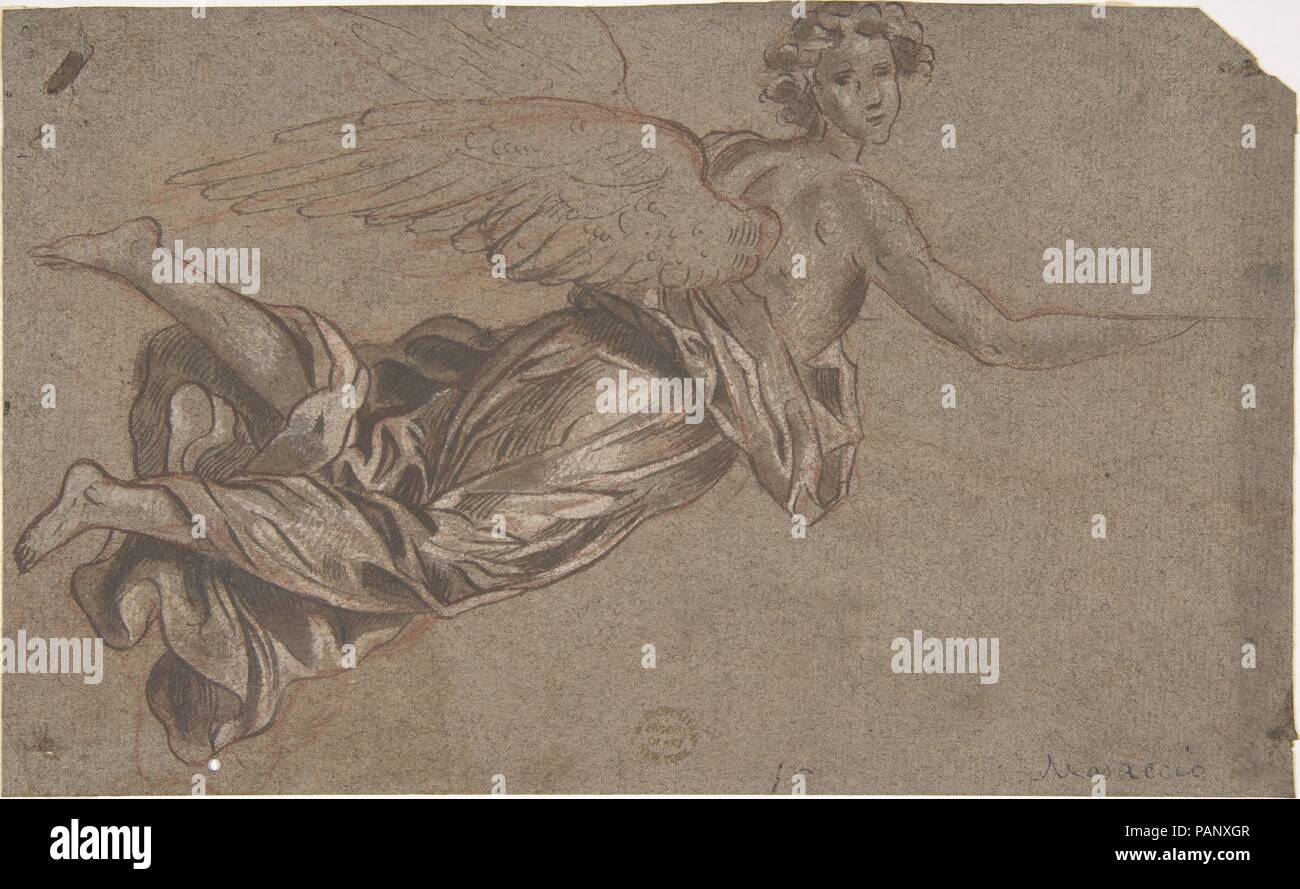 Flying Angel. Artiste : Anonyme, Italien, 17e siècle. Fiche technique : Dimensions : 9 x 5 1/2 in. (22,8 x 14 cm). Date : le 17e siècle. Musée : Metropolitan Museum of Art, New York, USA. Banque D'Images