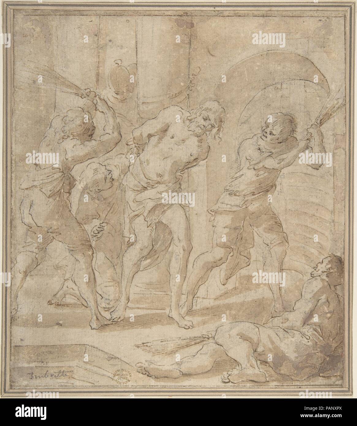 La flagellation. Artiste : Anonyme, italien, vénitien, 18ème siècle. Dimensions : 9-5/8 x 8-5/8 in. (24,4 x 21,9 cm). Date : le 18e siècle. Musée : Metropolitan Museum of Art, New York, USA. Banque D'Images