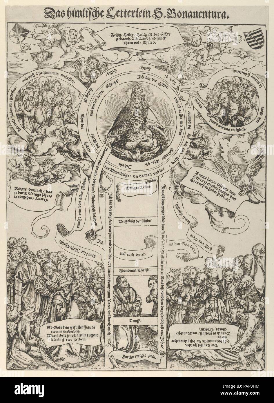 L'échelle céleste de Saint Bonaventura. Artiste : Lucas Cranach l'ancien (allemand, Kronach 1472-1553 Weimar). Fiche Technique : Dimensions : 16 1/4 × 11 5/8 in. (41,2 × 29,5 cm). Ajouté un texte imprimé sur le haut du bloc. LETTERLEIN DAS HIMLISCHE S. BONAVENTURA. Musée : Metropolitan Museum of Art, New York, USA. Banque D'Images