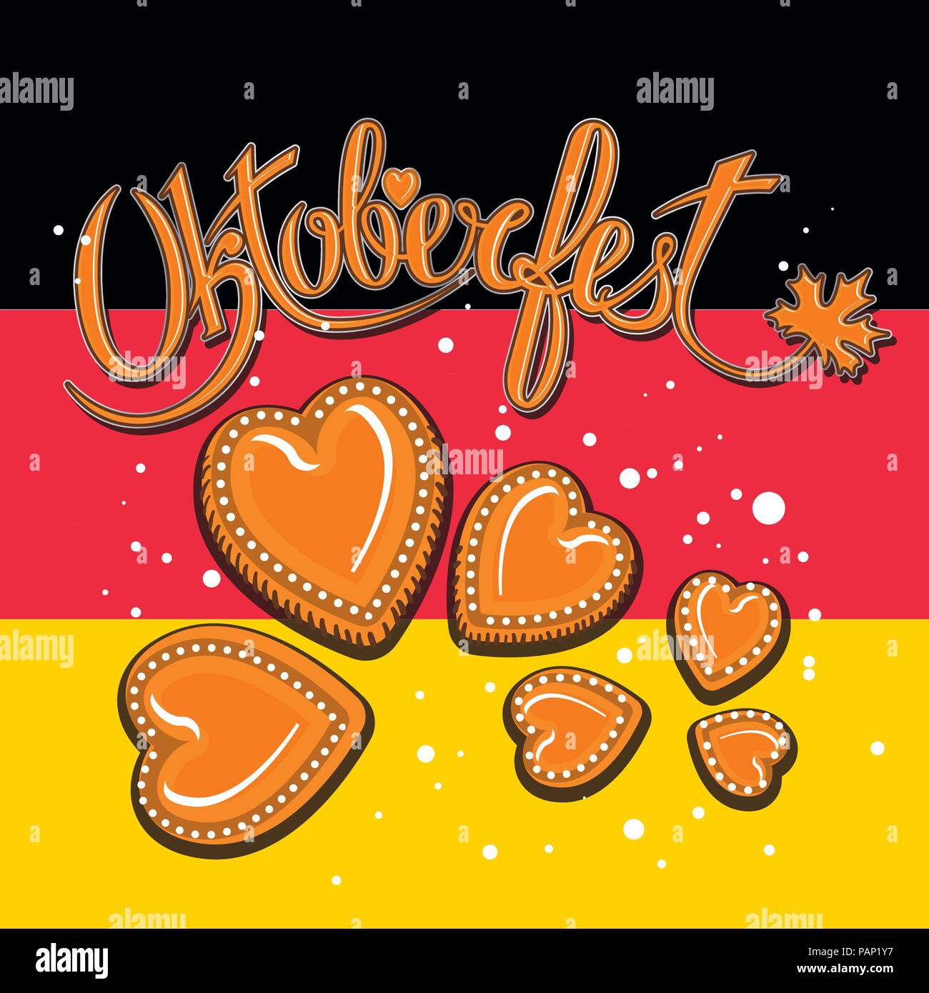 Vector Illustration d'une conception de l'Oktoberfest avec Gingerbread Hearts sur Drapeau Allemagne Illustration de Vecteur