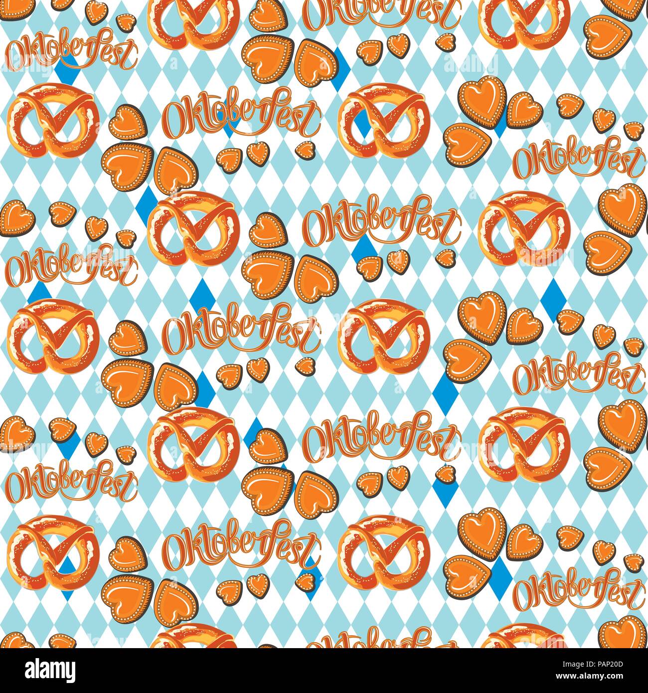 Oktoberfest vectoriel continu. Illustration de bretzel. Illustration de Vecteur