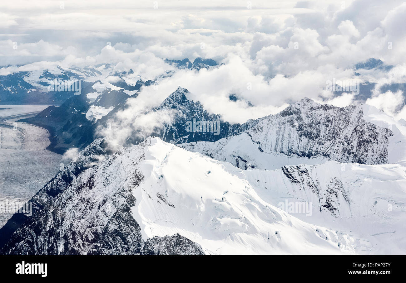 USA, Alaska, Denali National Park, vue aérienne des montagnes et des glaciers Banque D'Images