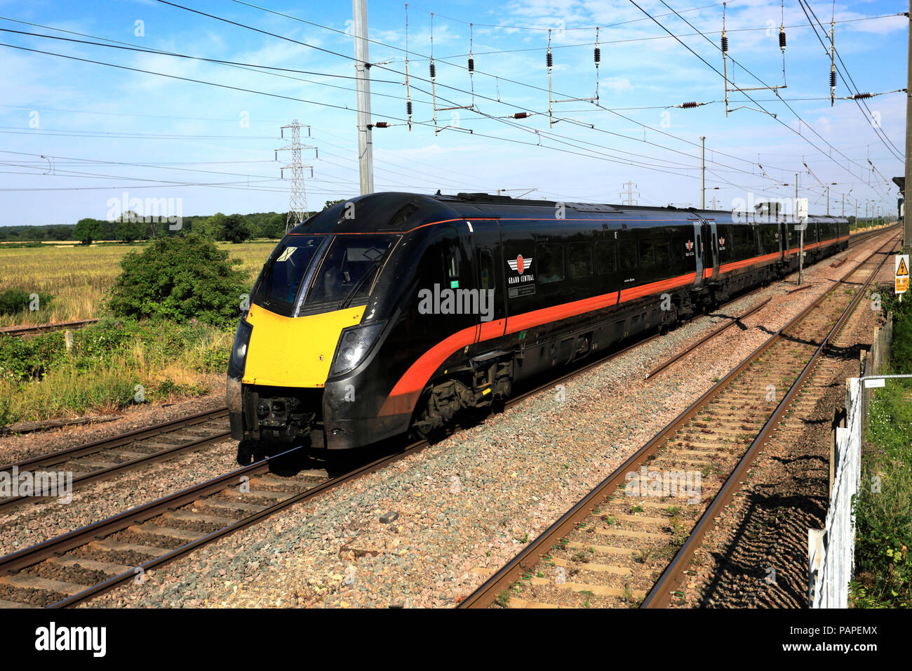 180 classe Zephyr, Grand Central Trains, East Coast Main Line Railway, Peterborough (Cambridgeshire, Angleterre, RU Banque D'Images