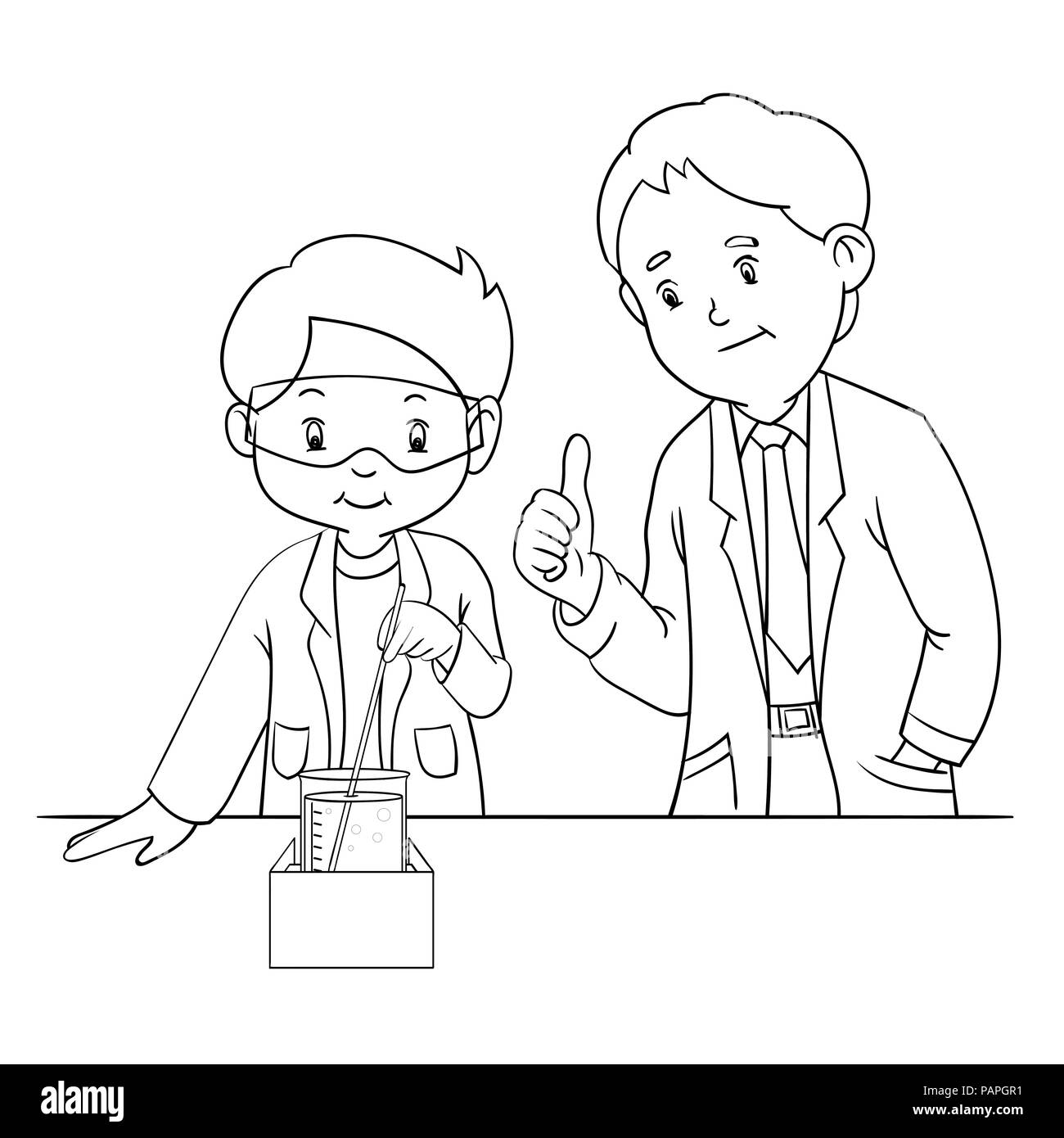 l'enfant apprend la chimie et la science en laboratoire avec l'enseignant  19865728 Photo de stock chez Vecteezy
