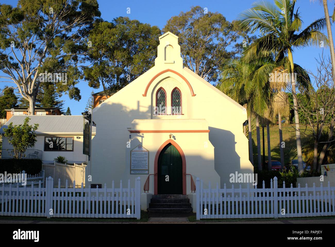 Église wesleyenne historique à Port Macquarie ville côtière de l'Australie le 10 juillet 2018 Banque D'Images