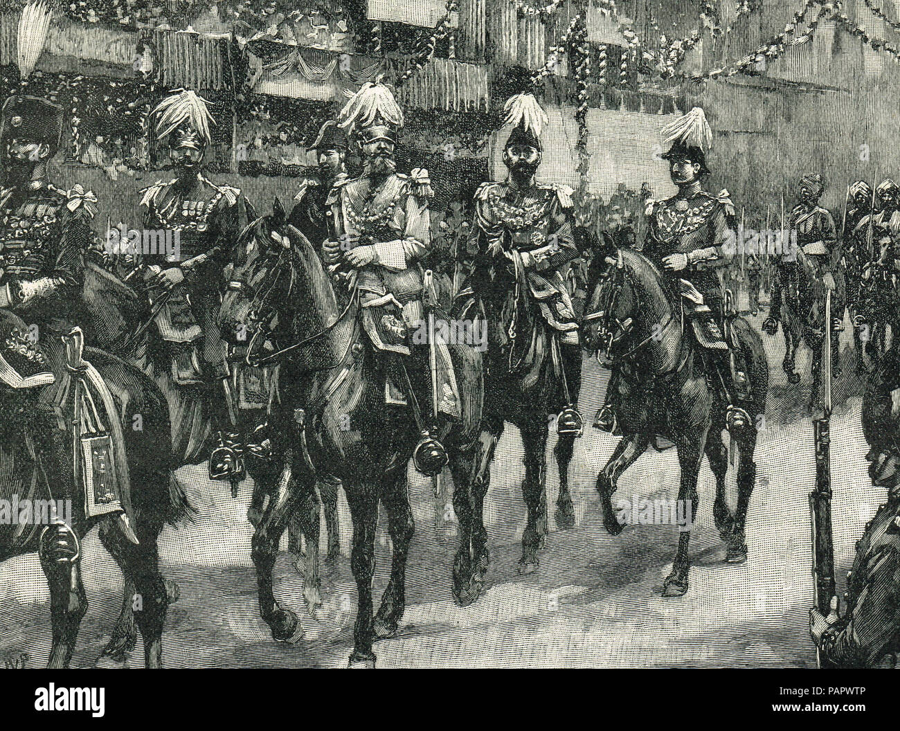 La reine Victoria's Golden Jubilee. L'escorte de Princes dans le cortège royal, 21 juin 1887 Banque D'Images