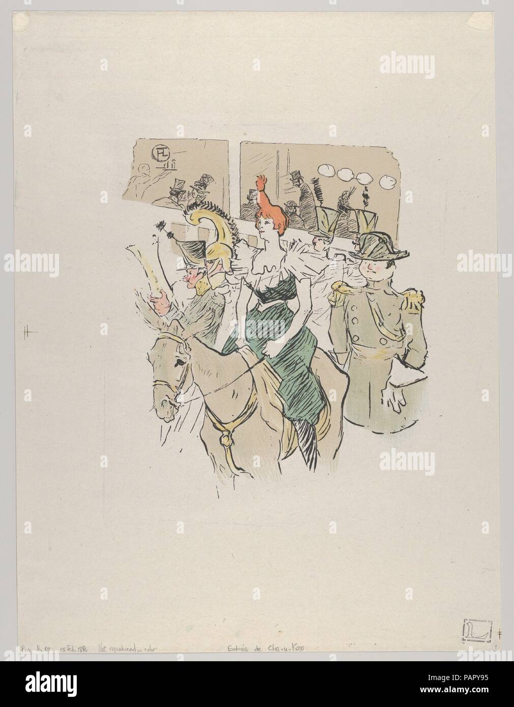 Entrée de Cha-U-Kao, de le rire, n° 67, 15 février 1896. Artiste : après Henri de Toulouse-Lautrec (Français, Albi 1864-1901 Saint-André-du-Bois). Dimensions : Image : 10 1/4 x 8 7/8 in. (26,1 × 22,5 cm) feuille : 16 × 9/16 12 7/16 po. (42 × 31,6 cm) mat : 19 1/4 × 14 1/4 in. (48,9 × 36,2 cm). Date : 1896. Musée : Metropolitan Museum of Art, New York, USA. Banque D'Images