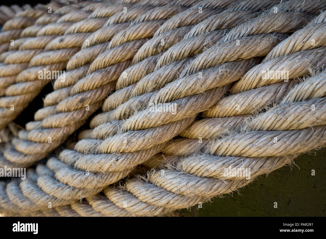 Détail d'une vieille corde de jute Banque D'Images