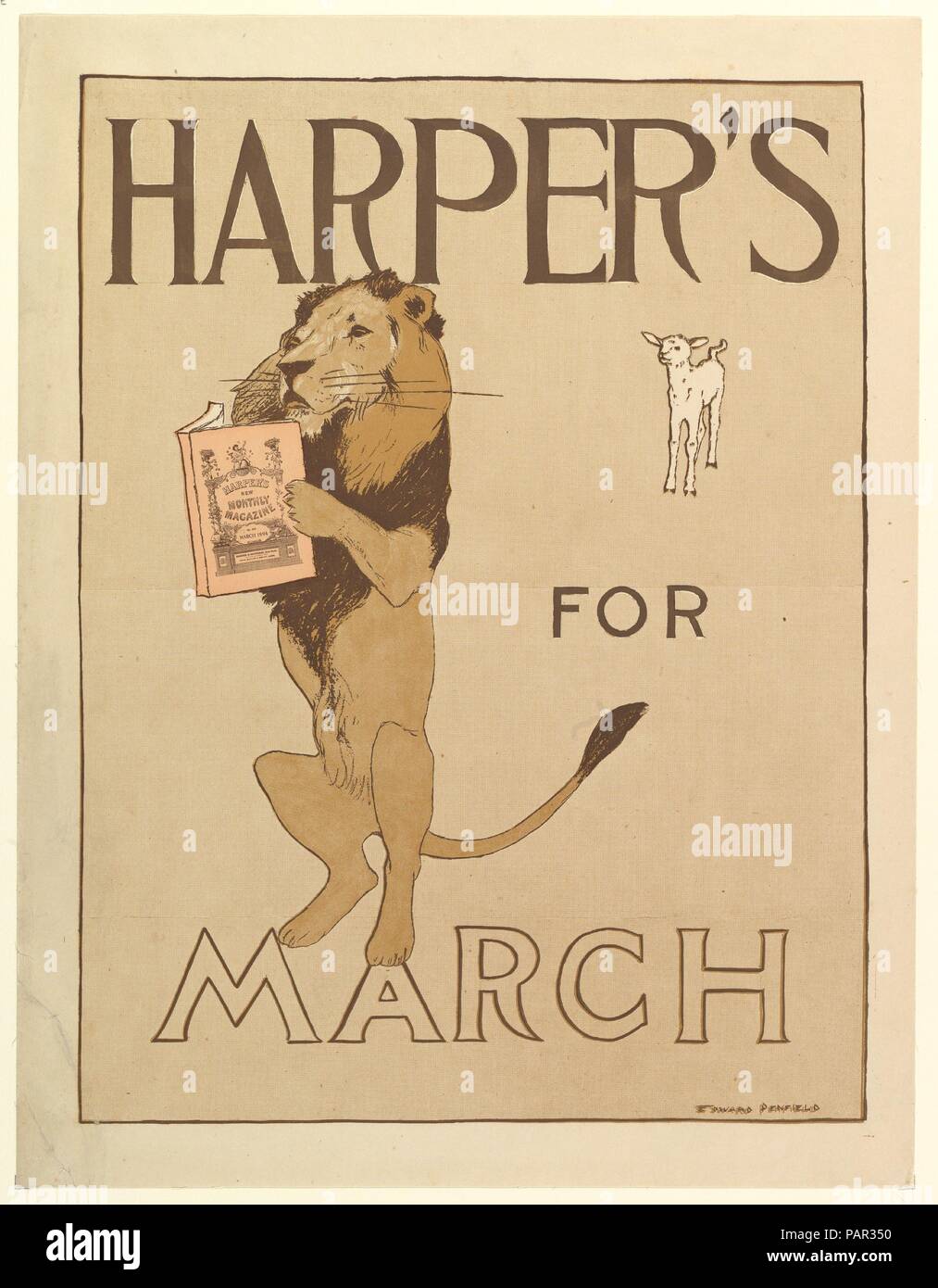 Harper's, mars. Artiste : Edward Penfield (Américain, Brooklyn, New York 1866-1925 Beacon, New York) ; Harper et frères, éditeurs. Fiche Technique : Dimensions : 17 x 13 1/2 à 9/16. (44,6 × 34,3 cm) libre : 15 11/16 in. × 13 in. (39,8 × 33 cm). Date : 1894. Musée : Metropolitan Museum of Art, New York, USA. Banque D'Images