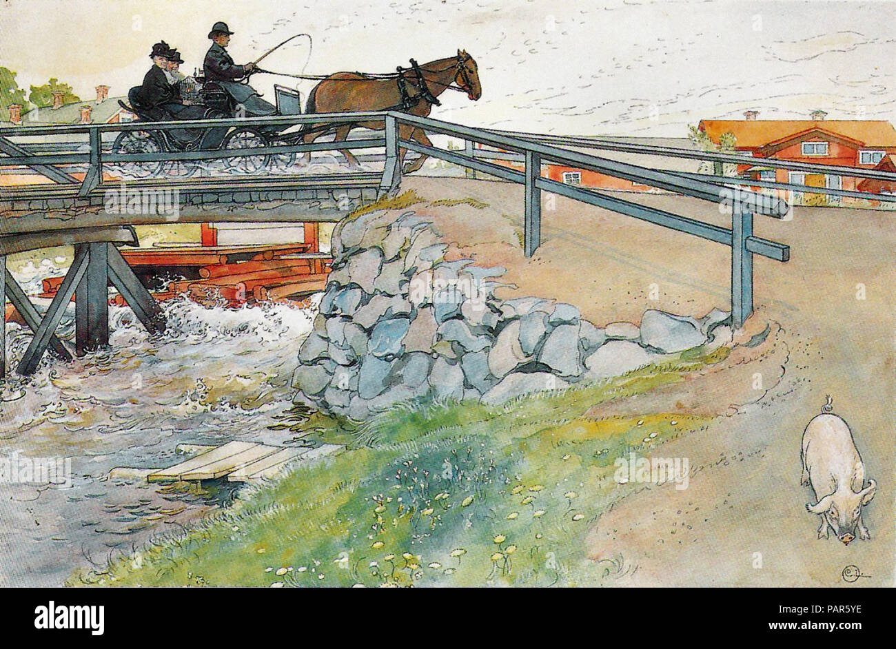 Carl Larsson - à la maison - Bridge et Cochon Banque D'Images