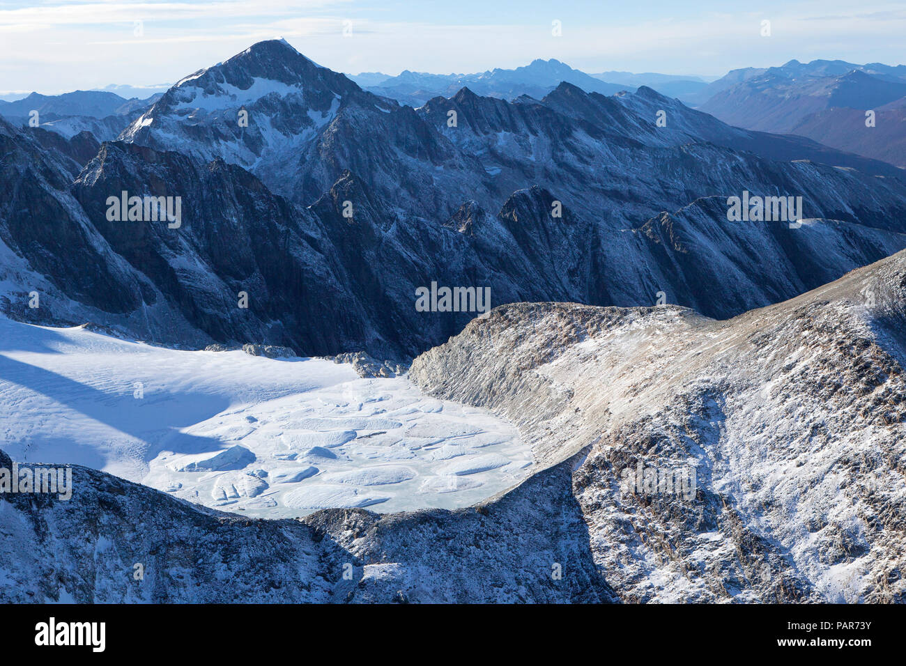 L'Argentine, Terre de Feu, Ushuaia, vue aérienne des montagnes couvertes de neige Banque D'Images