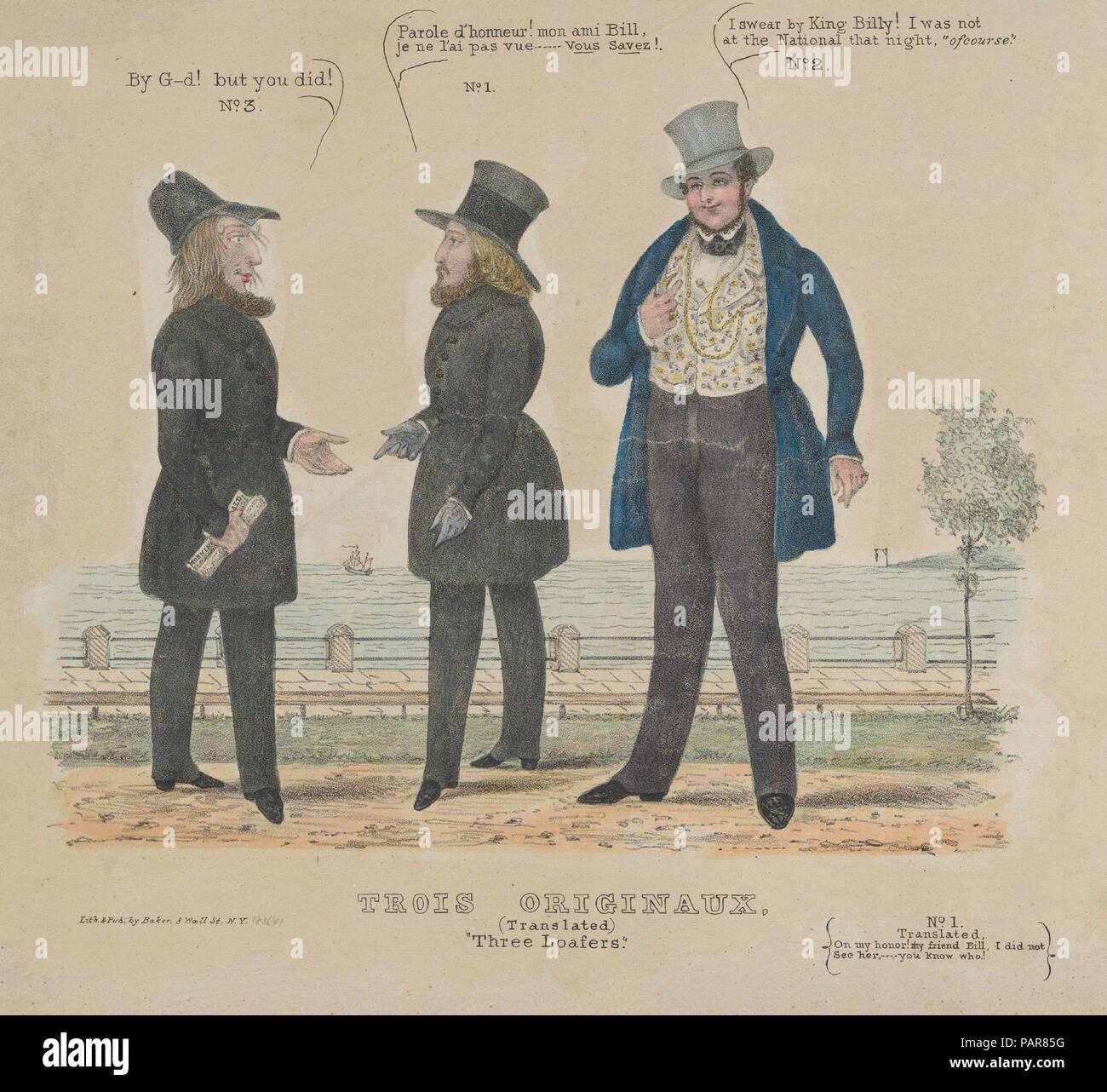 Trotteurs de trois (trois originaux). Fiche technique : Dimensions : 10 x 13 3/4 à 9/16. (26,8 x 35 cm). Publié dans : New York. Editeur : Alfred E. Baker (États-Unis, actif 1833-42). Date : 1836-41. Musée : Metropolitan Museum of Art, New York, USA. Banque D'Images
