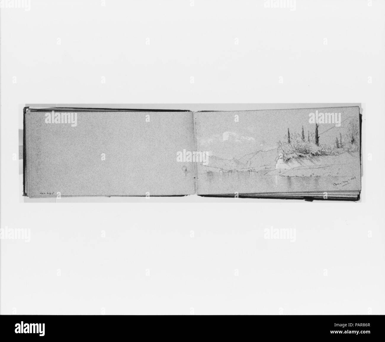 Le lac de Côme, le 1 mai 1869 (verso), à partir d'esquisses. Artiste : Jervis McEntee (Américain, Rondout Rondout 1828-1891, New York, New York). Dimensions : 4 1/2 x 9 in. (11,4 x 22,9 cm). Date : 1869. Musée : Metropolitan Museum of Art, New York, USA. Banque D'Images