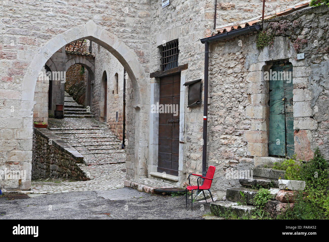 Aperçu de Visso, beau village dans la province de Macerata - Italie Banque D'Images