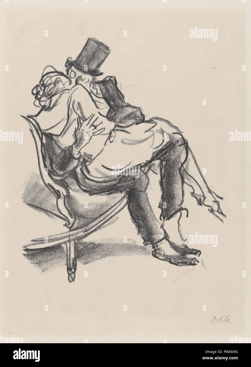 Eysoldt comme Lulu et Krauss comme Schigolch. Artiste : Emil Orlik (Prague, Berlin 1870-1932 austro-hongrois). Fiche technique : Dimensions : 15 x 11 7/16 7/16 in. (39,2 x 29,1 cm). Editeur : Publié par Neue Kunsthandlung, Berlin. Series/portefeuille : 13/100. Date : 1919. Musée : Metropolitan Museum of Art, New York, USA. Banque D'Images