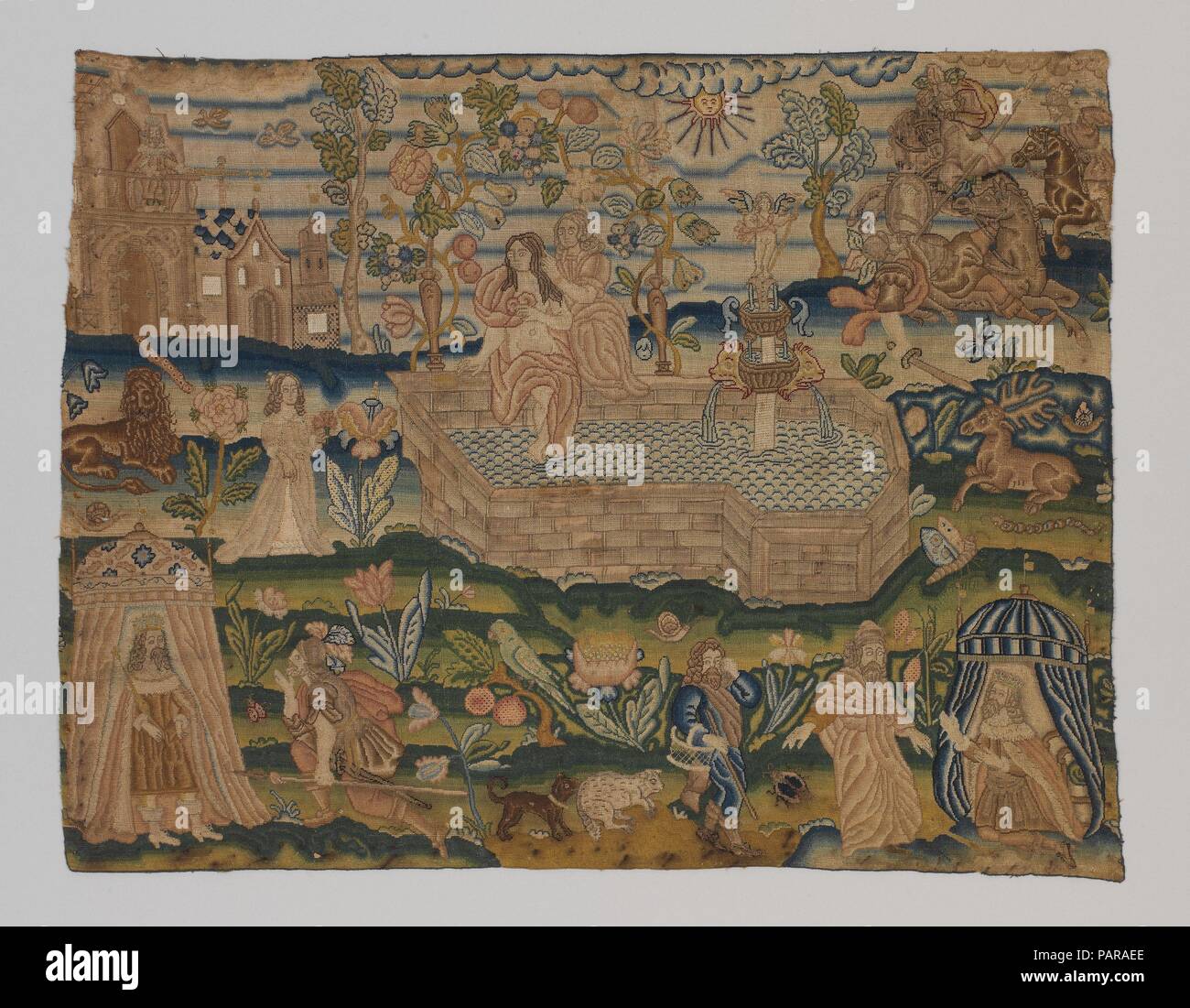 David et Bethsabée. Culture : British. Dimensions : H. 15 7/8 x 20 1/2 pouces (W. 40,3 x 52,1 cm) ; Pans : H. 19 x 1/4 x 24 W. D. 1 po (48,9 x 61,0 x 2,5 cm). Date : troisième trimestre du 17ème siècle. Musée : Metropolitan Museum of Art, New York, USA. Banque D'Images