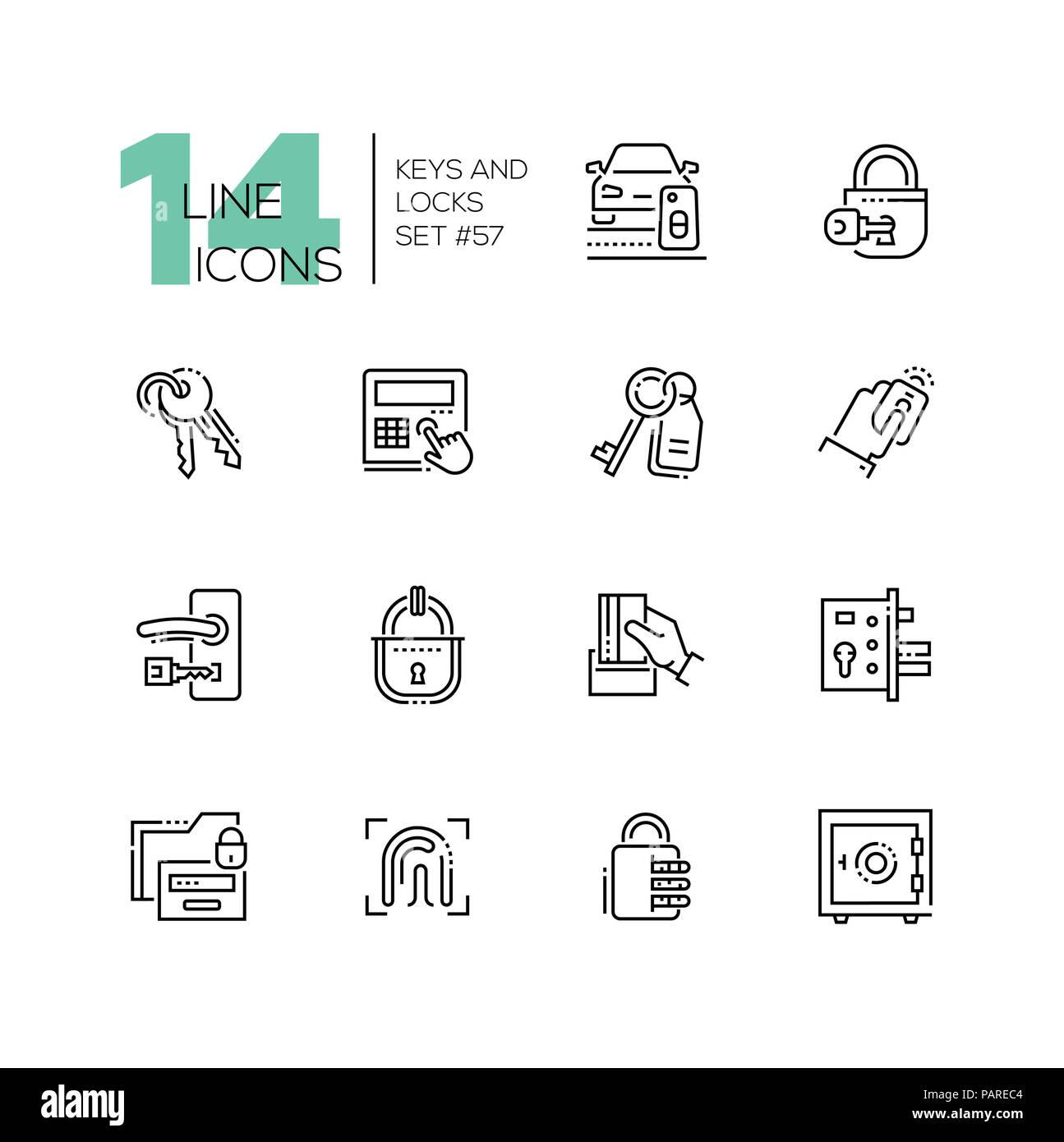 Les clés et les cadenas - ligne fine moderne design icons set Illustration de Vecteur