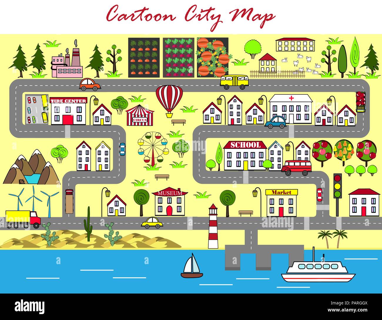 Arriere Plan D Une Ville Animee Avec Des Maisons Des Rues Un Parc D Amusement De Voitures De Banlieues Tapis Design Pour Bebe Jeux Livres Et Autres Image Vectorielle Stock Alamy