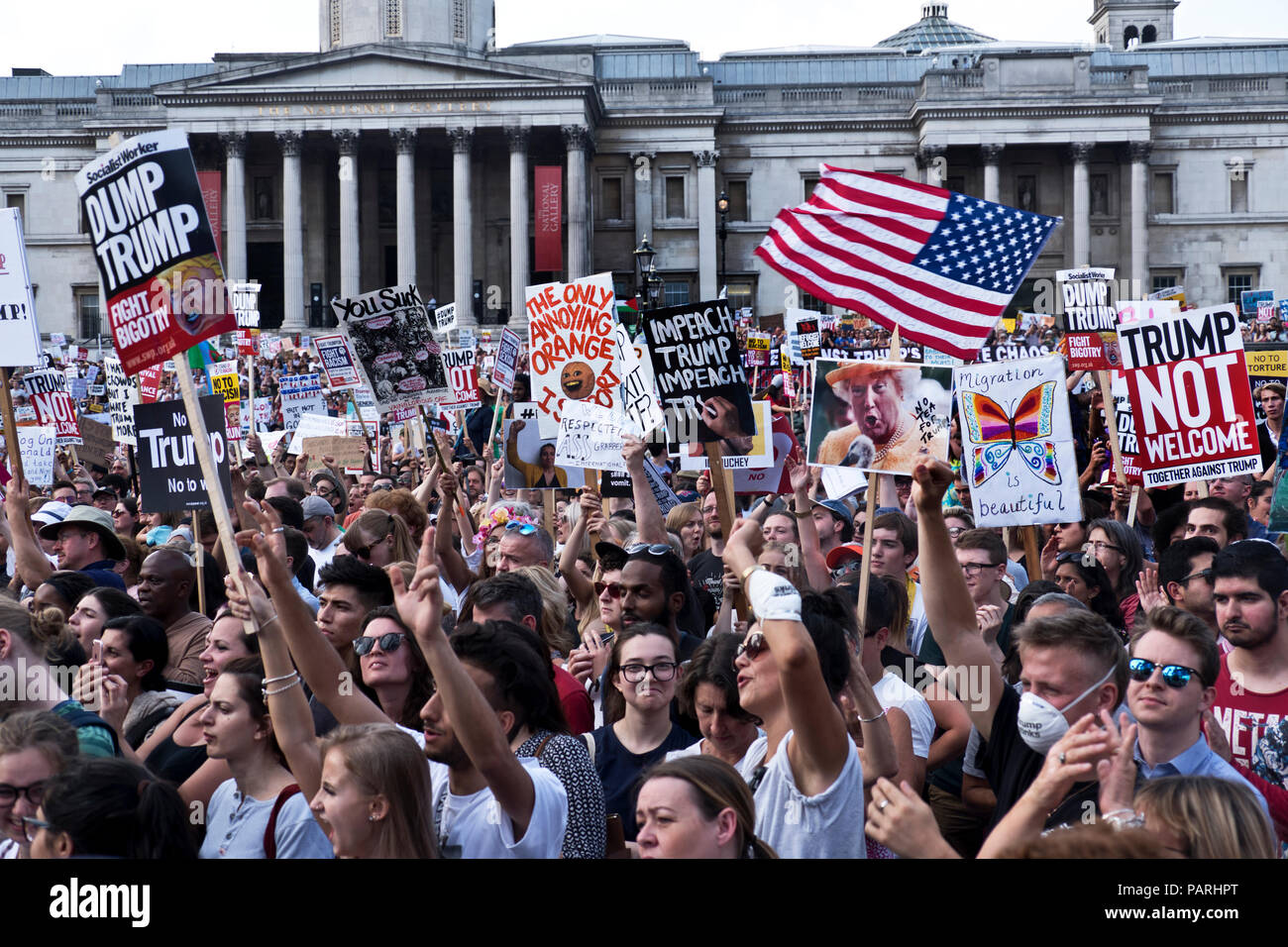 Au cours de sa protestation anti Trump visite de London. Centre de Londres le 13 juillet 2018 Banque D'Images