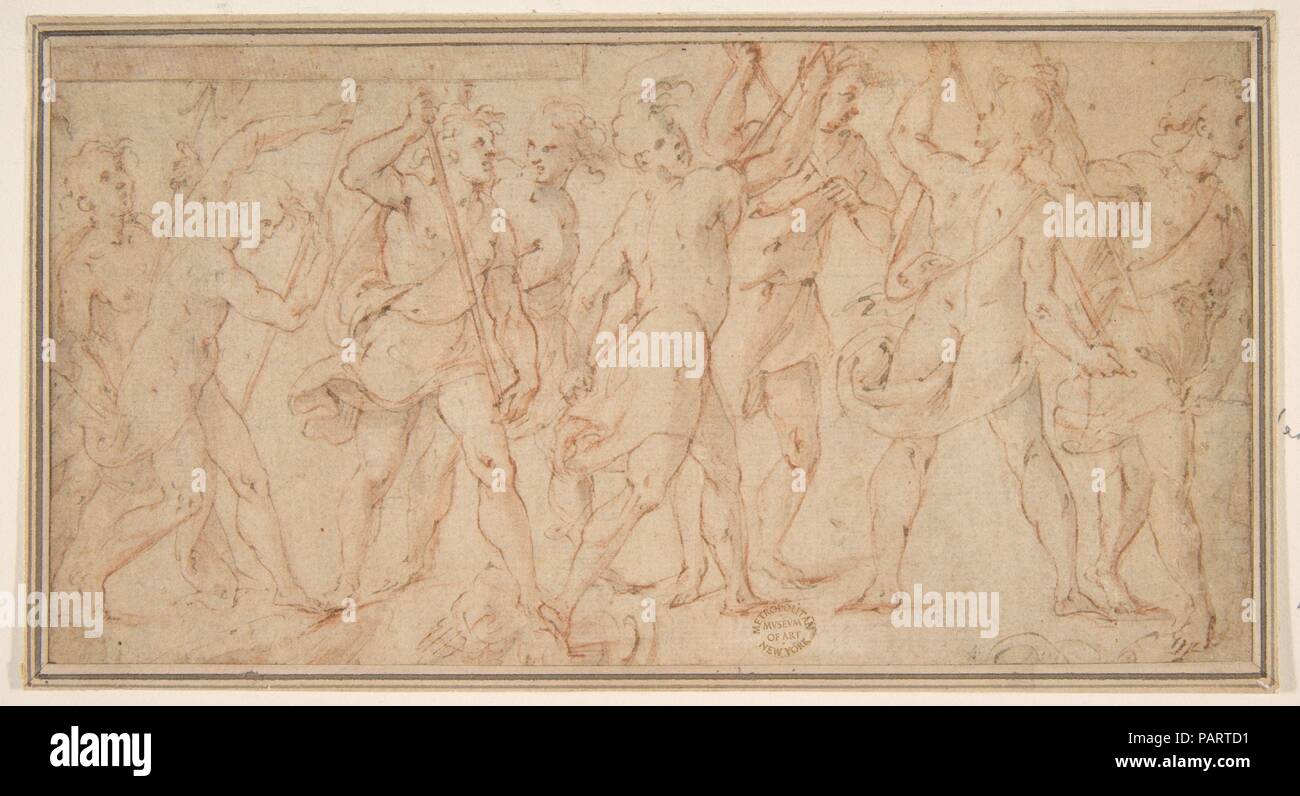 Procession de chiffres. Artiste : Carlo Urbino (Italien, Crema ca. Après 1585 1510/20-Crema). Dimensions : 4 1/2 x 8 à 11/16. (11.4 x 22.1cm). Date : 1510-85. Musée : Metropolitan Museum of Art, New York, USA. Banque D'Images