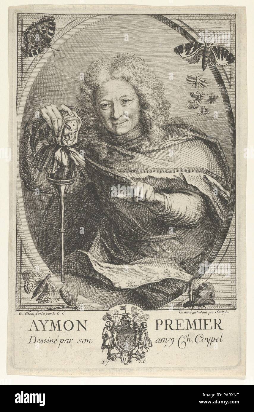 Aymon de Premier ministre. Artiste : Anne Claude Philippe de Amanda et Antony, comte de Caylus (français, Paris 1692-1765 Paris) ; Après Charles Antoine Coypel (français, Paris 1694-1752 Paris) ; (Jouillan Charles-Francois 1697-1778). Fiche Technique : Dimensions : 11 5/8 x 7 9/16 in. (29,5 × 19,2 cm) Plaque : 11 1/4 x 7 1/8 in. (28,6 × 18,1 cm). Date : 1726. Le comte de Caylus est un antiquaire, un écrivain et un amateur français qui a influencé de nombreux artistes et collectionneurs de la période Rococo. Ce charmant portrait fantaisiste et imprimer des dossiers un dessin perdu par l'ami de Caylus, le peintre Charles Coypel. Il s'agit d'Étienne-Isidore Banque D'Images