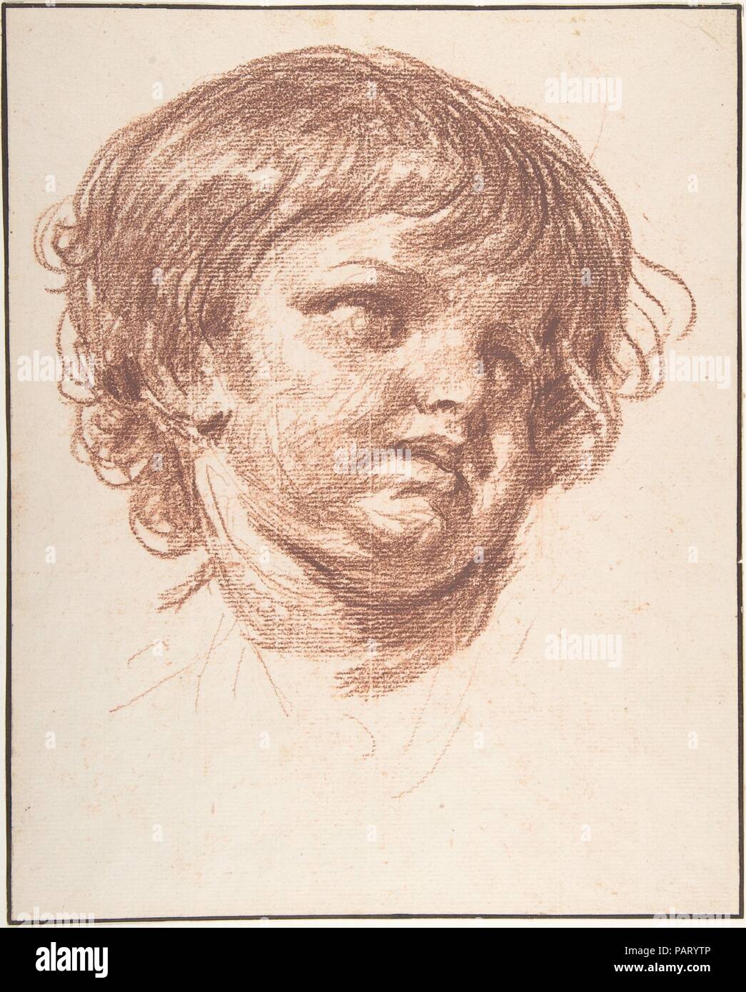 Tête de jeune garçon. Artiste : Jean-Baptiste Greuze (Tournus 1725-1805 Français, Paris). Dimensions : 11 7/8 x 9 7/16 in. (30,2 x 24 cm). Date : n.d.. Musée : Metropolitan Museum of Art, New York, USA. Banque D'Images