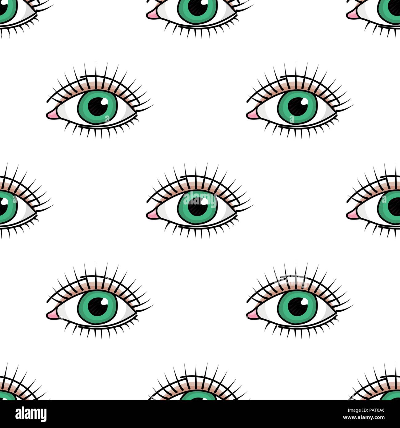 Transparente avec motif vecteur doodle green eye Illustration de Vecteur