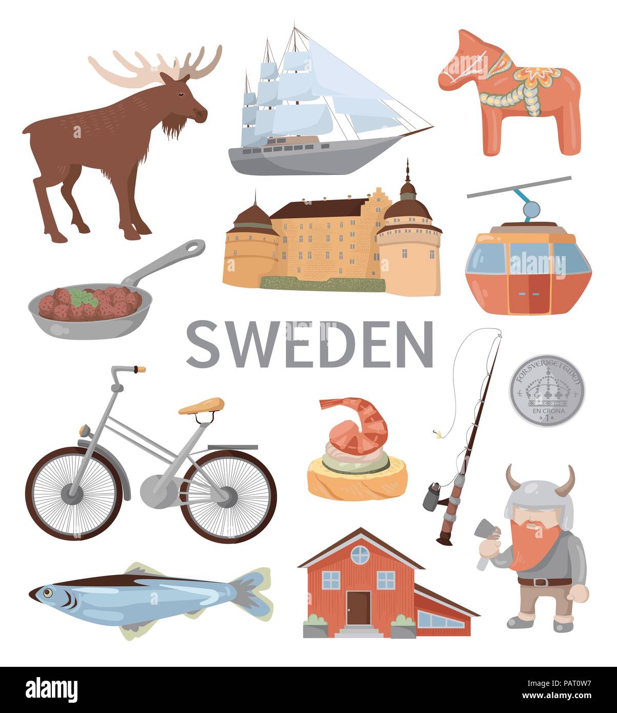 Les symboles traditionnels de la Suède Illustration de Vecteur