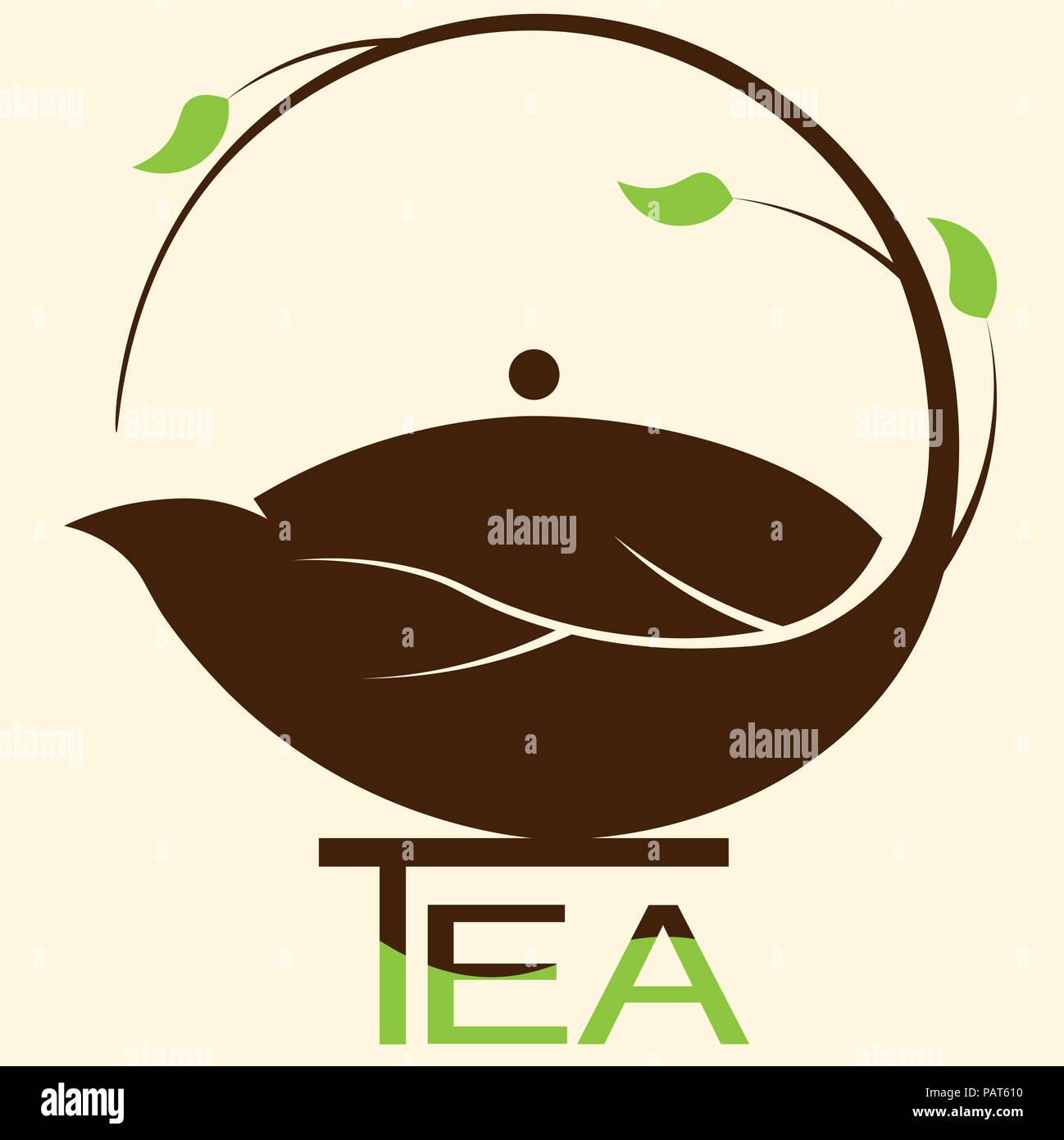 Thé vert Thé théière logo minimaliste Illustration de Vecteur