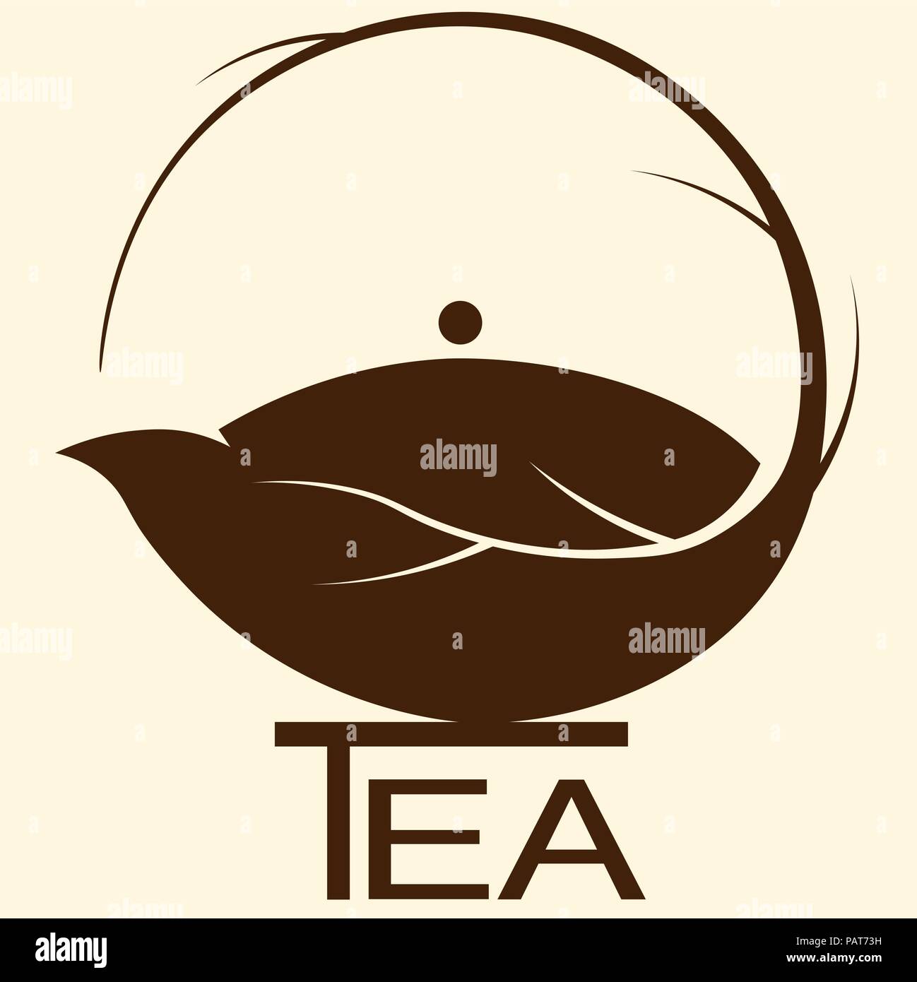 Théière de thé tea leaf logo minimaliste Illustration de Vecteur