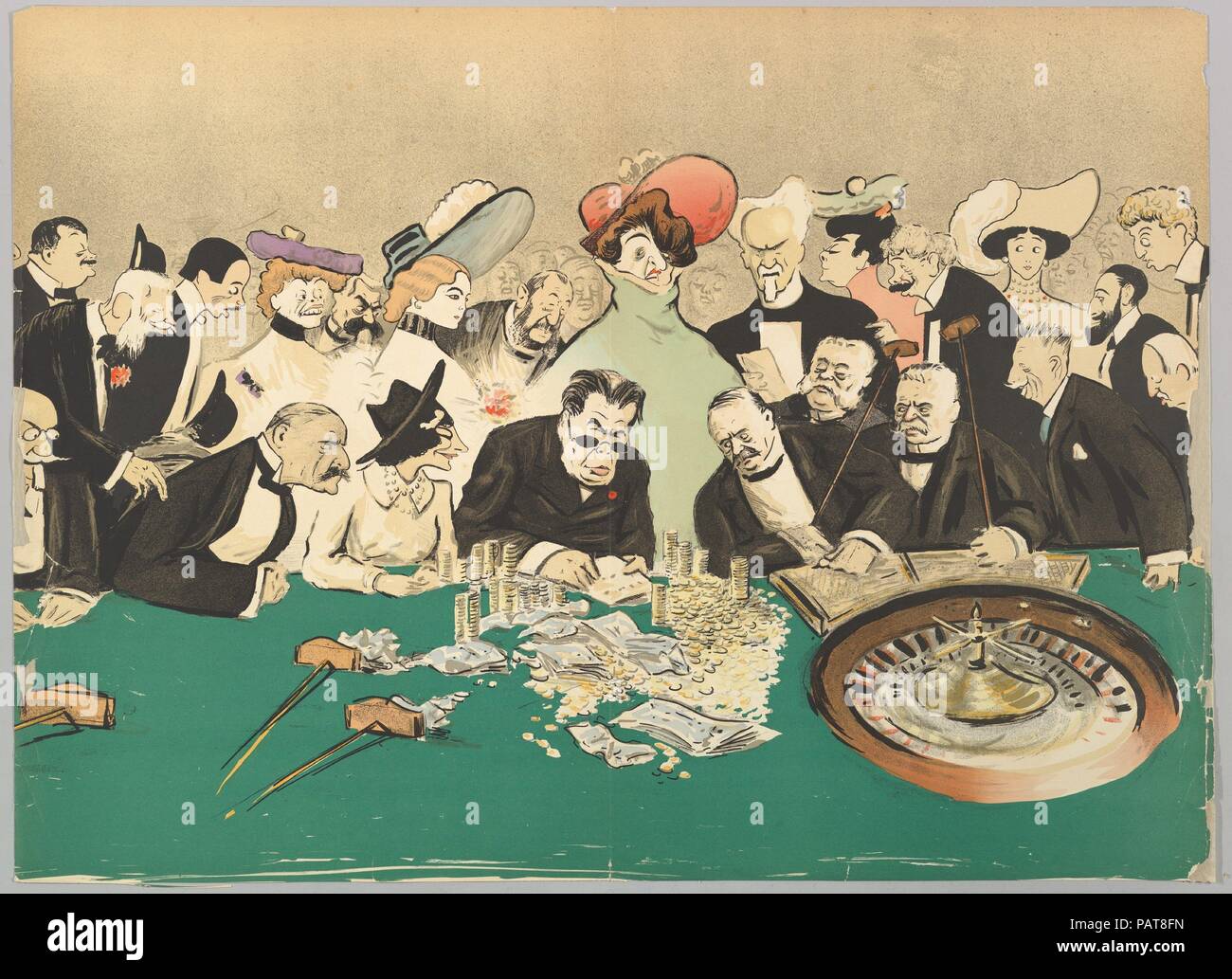 La roulette dans le Casino, de Monte-Carlo, 2e série. Artiste : Georges Darondeau [Sem] (Français, Périgueux 1863-1934 Paris). Fiche technique : Dimensions : 14 x 28 1/4 à 3/16. (36,1 x 71,8 cm). Date : ca. 1910. Musée : Metropolitan Museum of Art, New York, USA. Banque D'Images