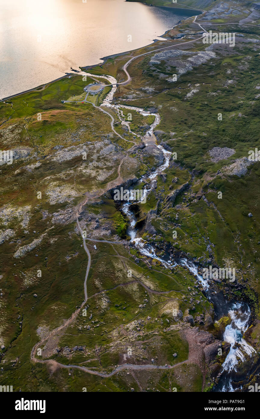 Paysage en cascade Dynjandi, Islande, Fjords de l'Ouest Banque D'Images