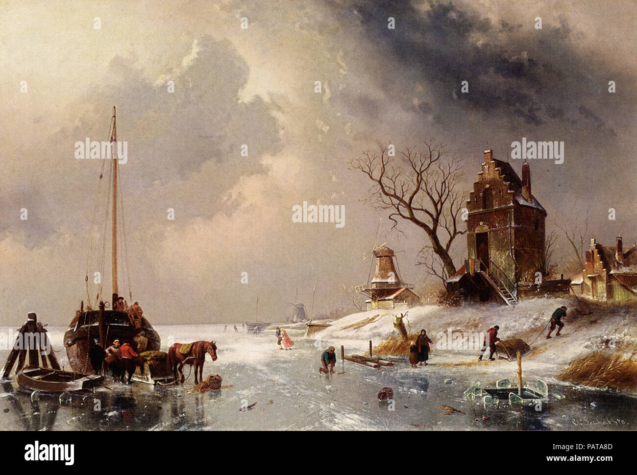 Charles Henri Joseph Leickert - Chargement d'un panier en chiffres sur la glace Banque D'Images