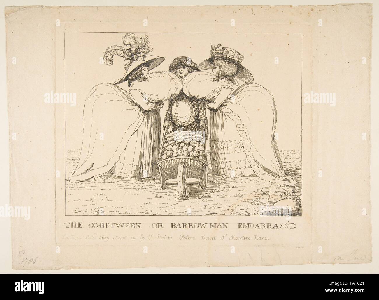 L'embarrasser l'homme Go-Between ou Barrow'd. Artiste : Anonyme, britannique, 18e siècle. Dimensions : plateau : 9 3/8 x 10 7/8 in. (23,8 x 27,6 cm) : feuille 11 x 15 1/8 à 1/4. (28,2 x 38,7 cm). Editeur : Londres publié par George Stubbs Townley (British, Liverpool 1756-1815). Date : 15 mai, 1786. Musée : Metropolitan Museum of Art, New York, USA. Banque D'Images