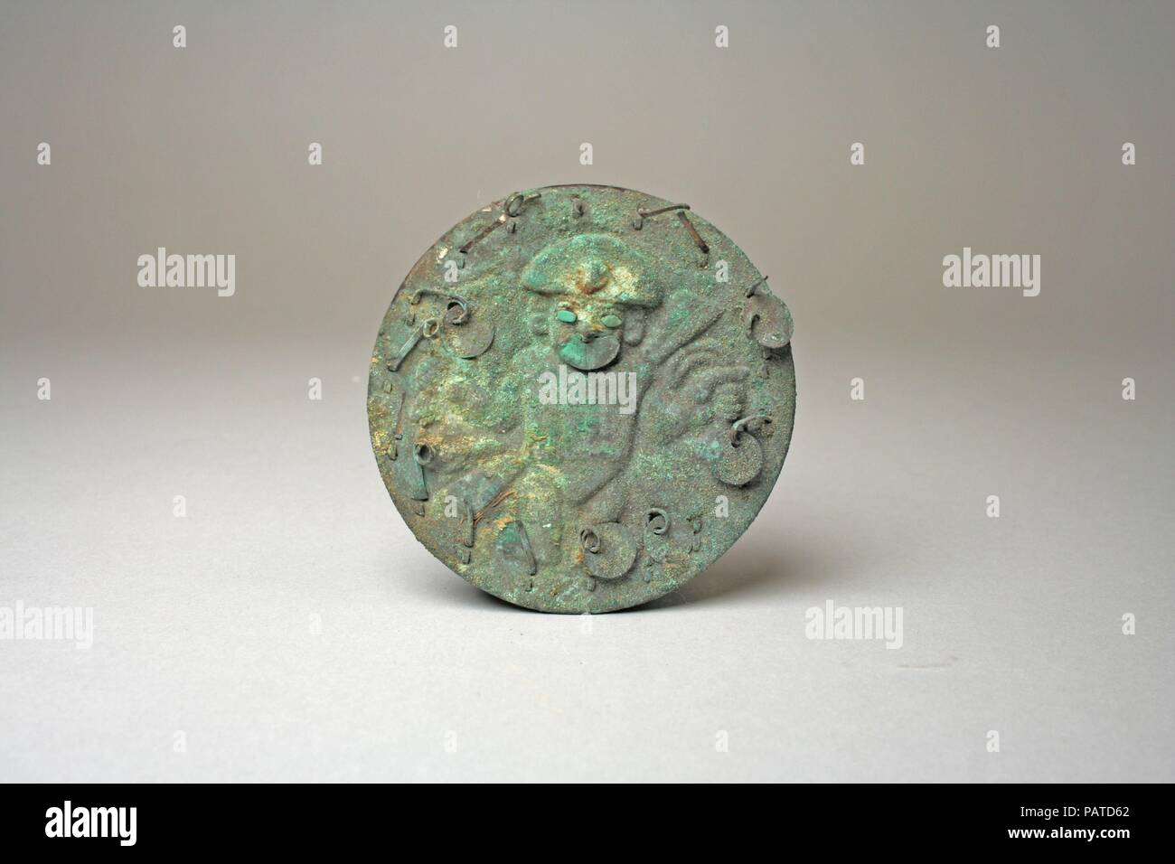 Earflare frontale. Culture : Loma Negra (Moche). Dimensions : diam. 2 7/8 in. (7,3 cm). Date : 390-450. Musée : Metropolitan Museum of Art, New York, USA. Banque D'Images