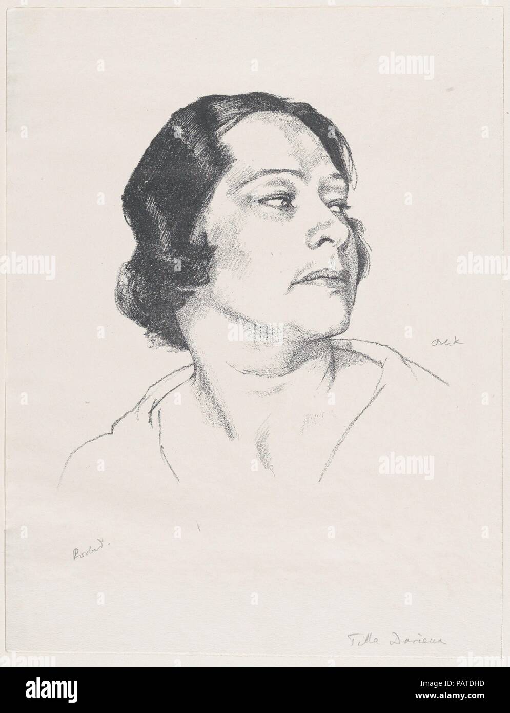Tilla Durieux. Artiste : Emil Orlik (Prague, Berlin 1870-1932 austro-hongrois). Fiche technique : Dimensions : 12 3/4 x 9 3/4 in. (32,4 x 24,8 cm). Sitter : Tilla Durieux (autrichien, 1880-1971). Date : n.d.. Musée : Metropolitan Museum of Art, New York, USA. Banque D'Images