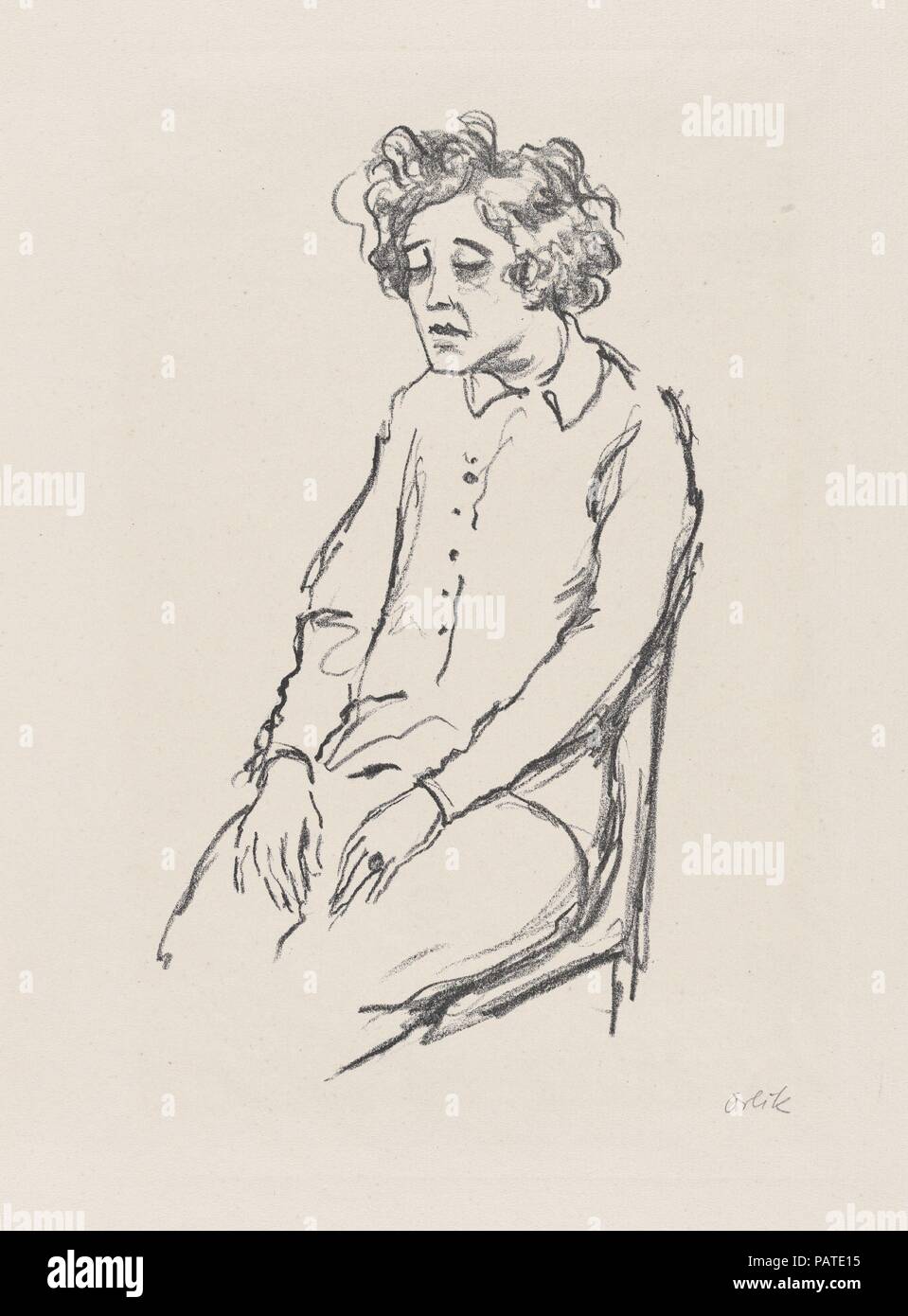 Elsa Wagner comme Gräfin Geschwitz. Artiste : Emil Orlik (Prague, Berlin 1870-1932 austro-hongrois). Fiche technique : Dimensions : 15 x 11 7/16 7/16 in. (39,2 x 29,1 cm). Editeur : Publié par Neue Kunsthandlung, Berlin. Series/portefeuille : 13/100. Date : 1919. Musée : Metropolitan Museum of Art, New York, USA. Banque D'Images